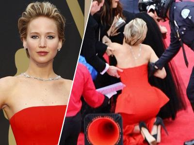 Ups, Jennifer Lawrence Lagi-lagi Terjatuh di Ajang Oscar!